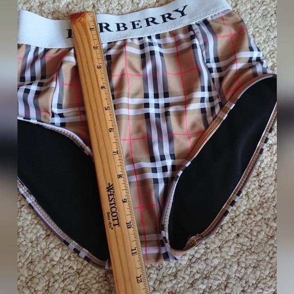 Burberry Plaid Logo Tape Vintage Check bikini bottoms in Brown size M - Picture 10 of 13